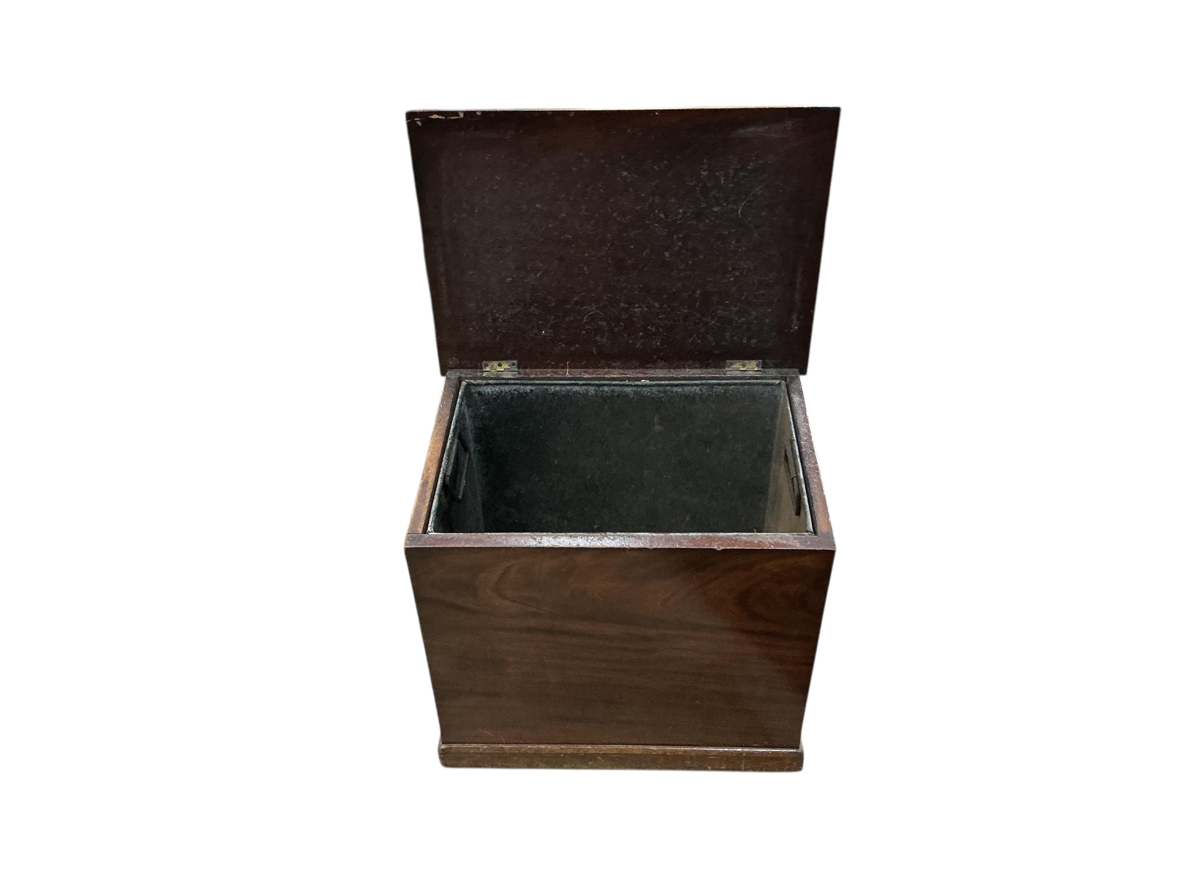 A Victorian rectangular mahogany coal box, width 53cm, depth 37cm, height 48cm